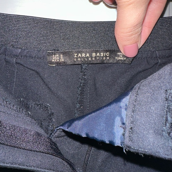 Zara Basic Navy Pants with White Stripe - Picture 2 of 2